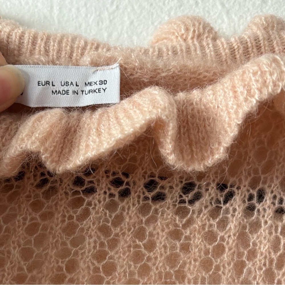 Zara Cream Crew Neck Sweater with Textured Knit - Picture 2 of 5